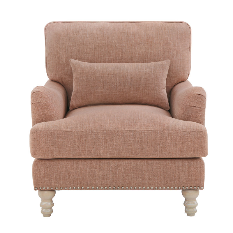 Fauteuil de 33 po de largeur, Terracotta Polyester/Grey Wood