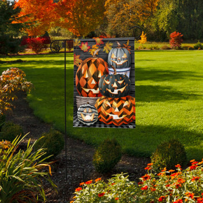 Patterned Jack-O-Lanterns Garden Flag
