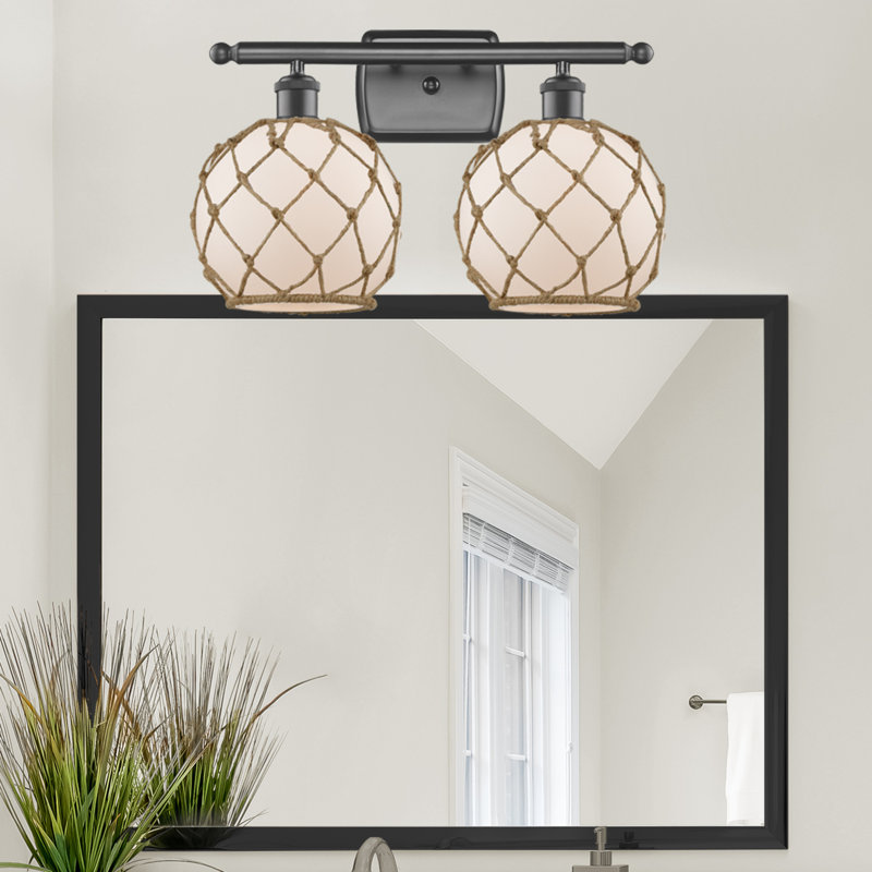 Arriola 2-Light Dimmable Vanity Light, Oil Rubbed Bronze, No Bulb Included, Clear/Brown