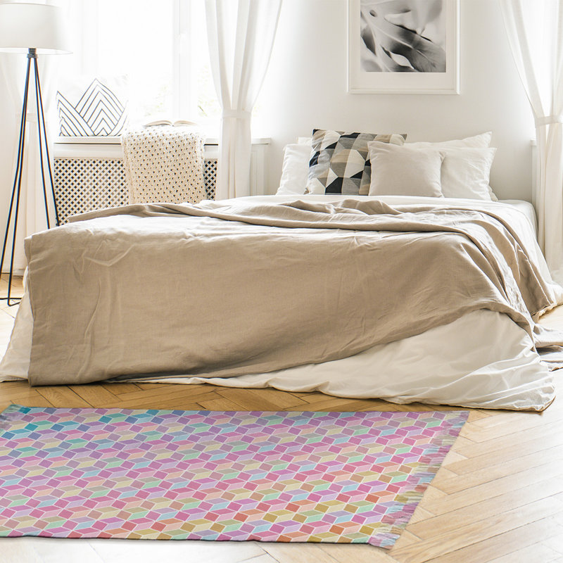 Jaune cube/Tapis décoratif pourpre, Oui