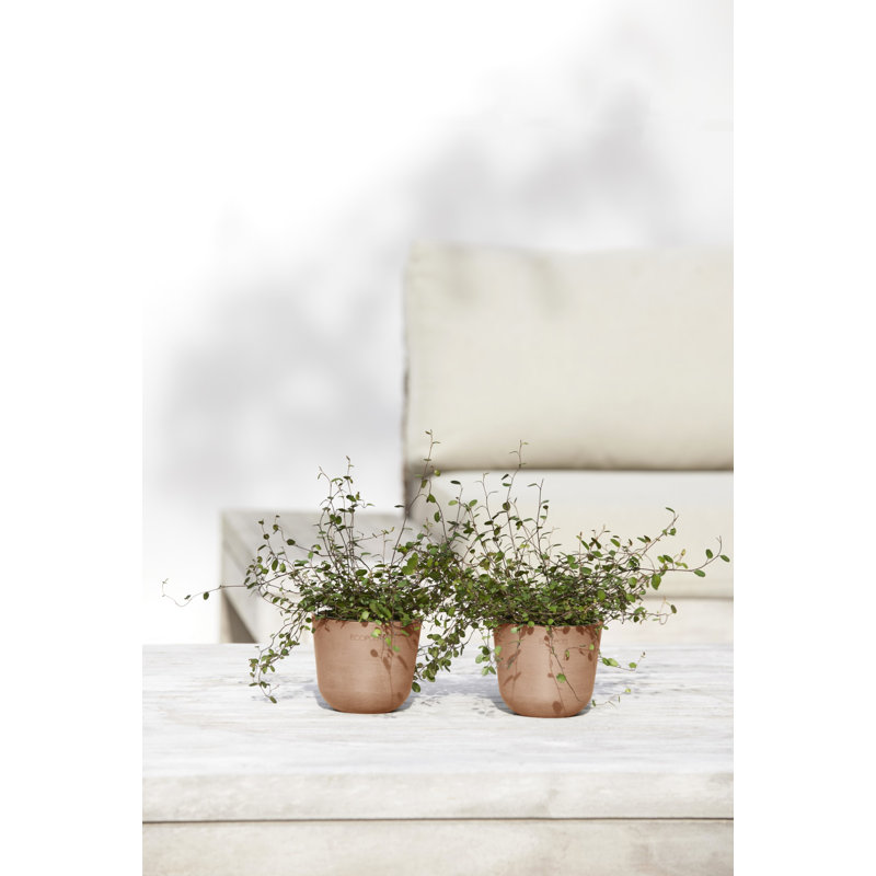 Ecopots Oslo Indoor/Outdoor Modern Recycled Plastic Flower Pot Planter, Terracotta, 13.78" H x 13.78" W x 12.01" D