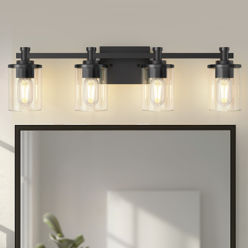 Éclairage pour meuble-lavabo à 4 lumières à intensité variable Adwan, Noir