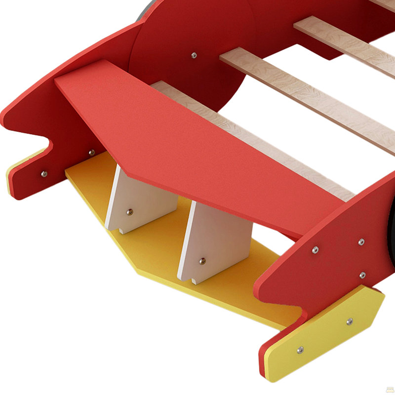 Lit plateforme simple avec roulettes, Rouge