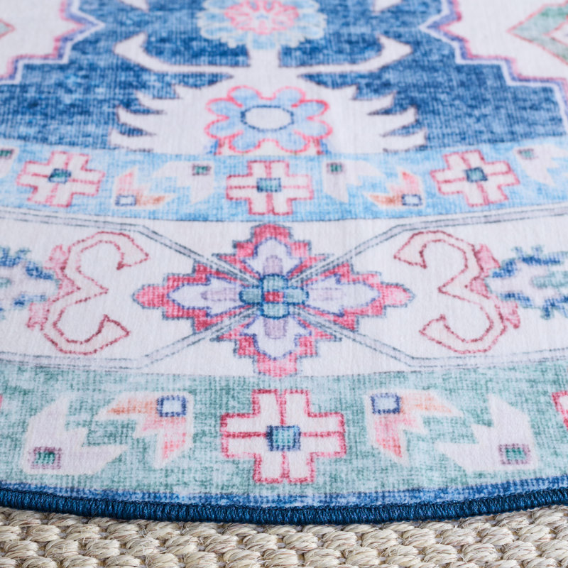 Msrw Tucson 196 Performance Machine Washable Oriental Rug, Round 6'