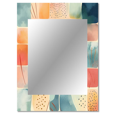 Orange Fun Pattern Of Shapes III - Geometric Wall Mirror, Modern Decorative Mirror, Printed Metal Art
