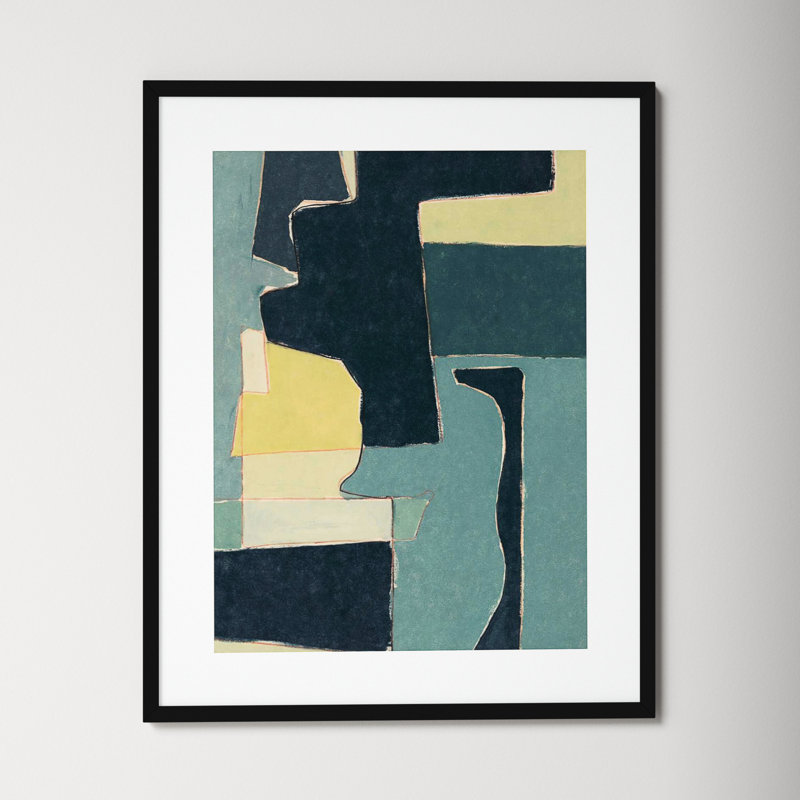 Blue Note II by Rob Delamater., 35.38" H x 28.38" W x 0.88" D, Noir Black Framed Paper