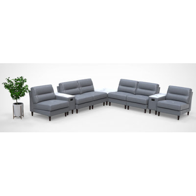 6 Person Hospitality Booth Cafeteria Cafe Restaurant Chair Set 9Pc Set Color Gray 100% Real Leather