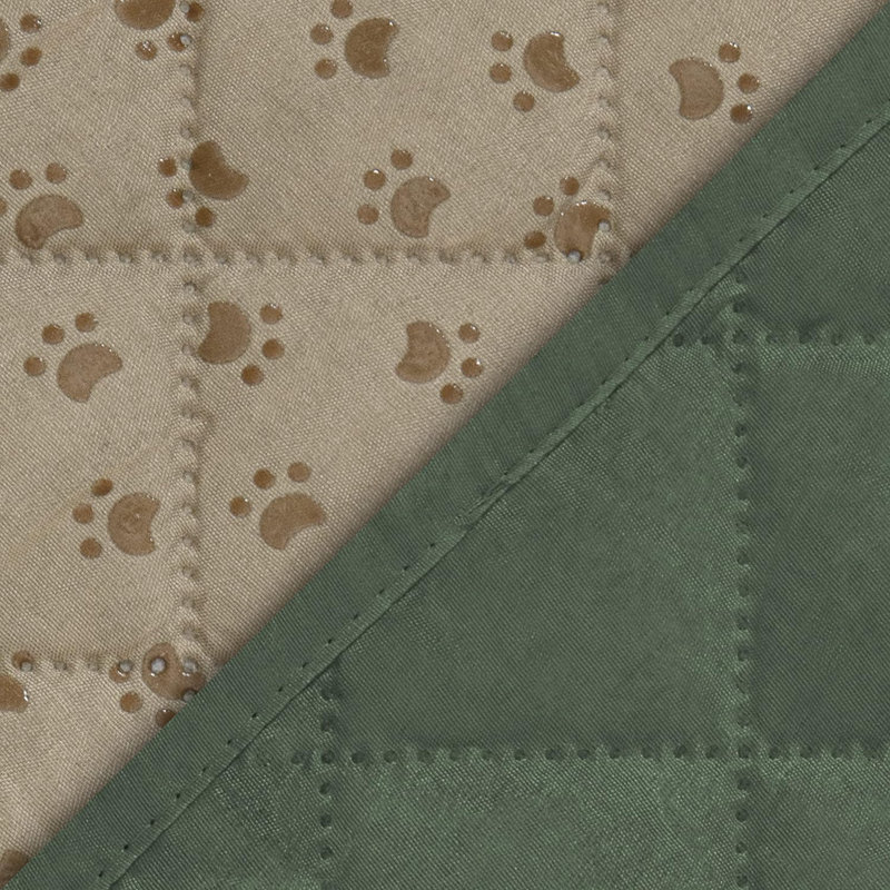 Housse pour canapé à coussins en T, Tissu gris / vert, H 76 po x l 124 po x P 23 po