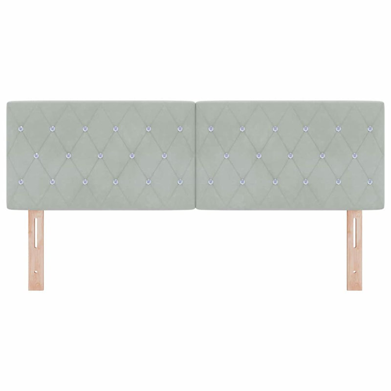  Velvet Headboard Argyle With Headboard Velvet, Single-Short (90 x 160cm), Light Grey