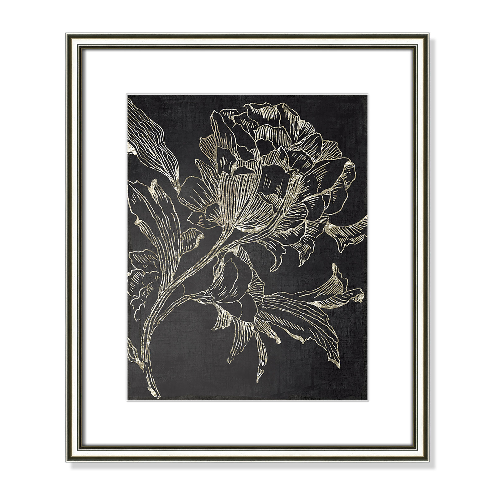 Clarendon "Golden Flower Folklore I" Print, Silver Framed, 20.25" H x 17.25" W