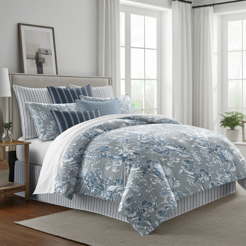 Alexandria Shadow Cotton Duvet Cover Set, California King Duvet Cover + 7 Additional Pieces