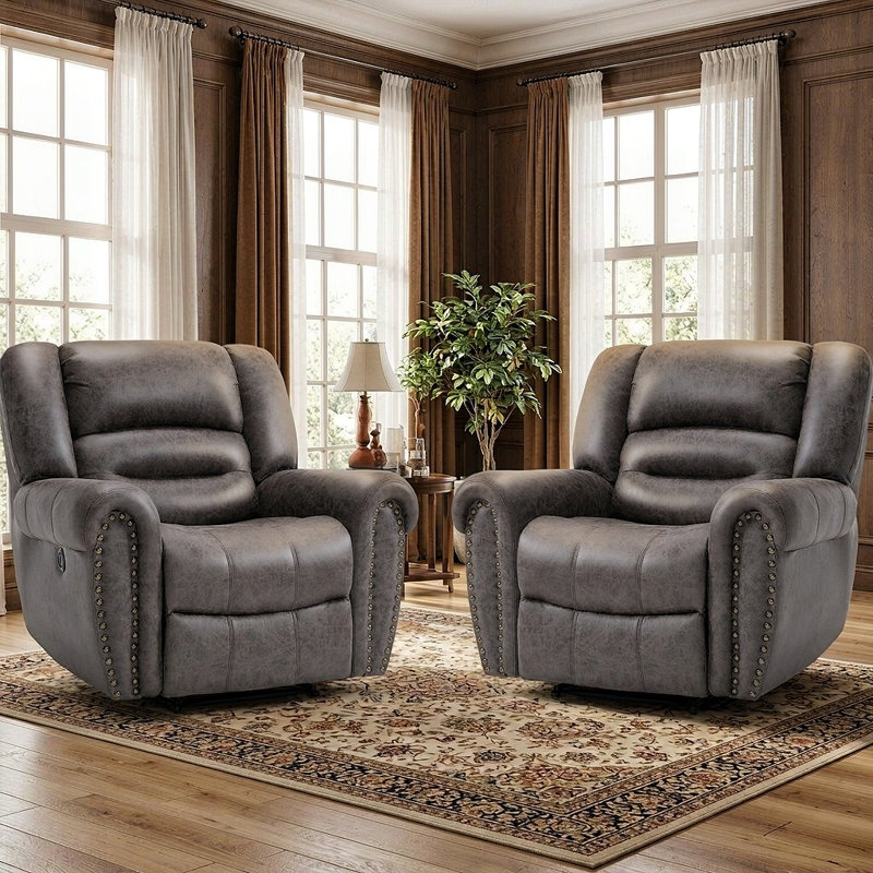 Fauteuil inclinable électrique 39,8 po l, Similicuir gris