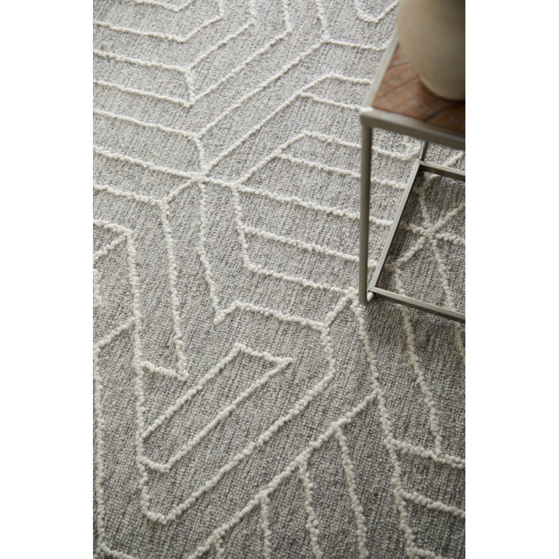 Emerson Hand Tufted Polypropylene Geometric Area Rug in Gray/Ivory by Thom Filicia, Rectangle 3'6" x 5'6"
