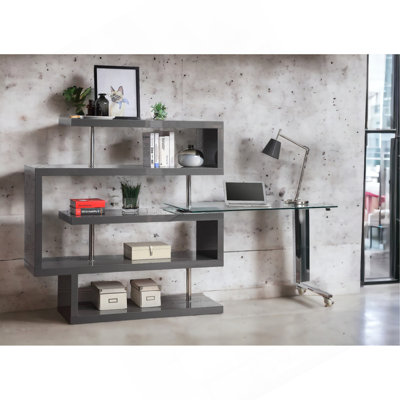 Modern And Versatile Writing Desk With Shelves For Efficient Workspace