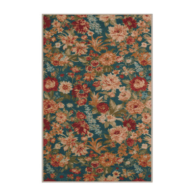  Tapis lavable à motif de bouquets de fleurs