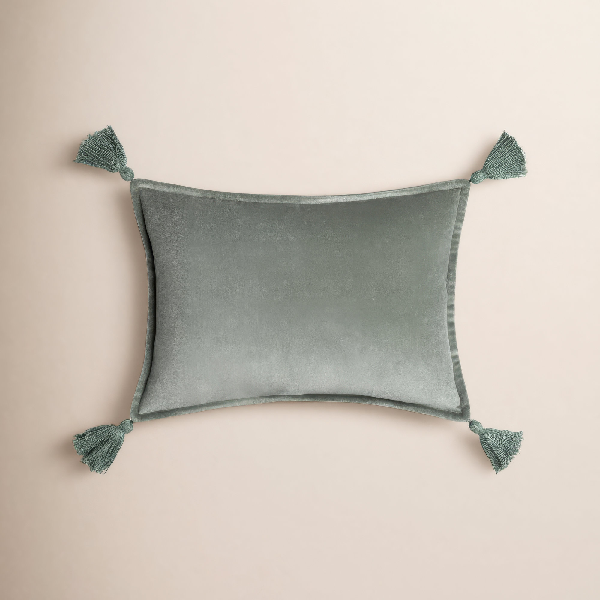 Norwin Tassels Cotton Lumbar Throw Pillow, Sea Foam, Pillow Cover Only - No Insert