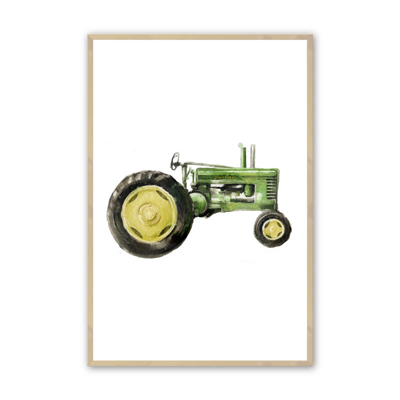 «Eldorado Green Tractor», art encadré, Érable brut, H 16 po x l 12 po x P 1,25 po