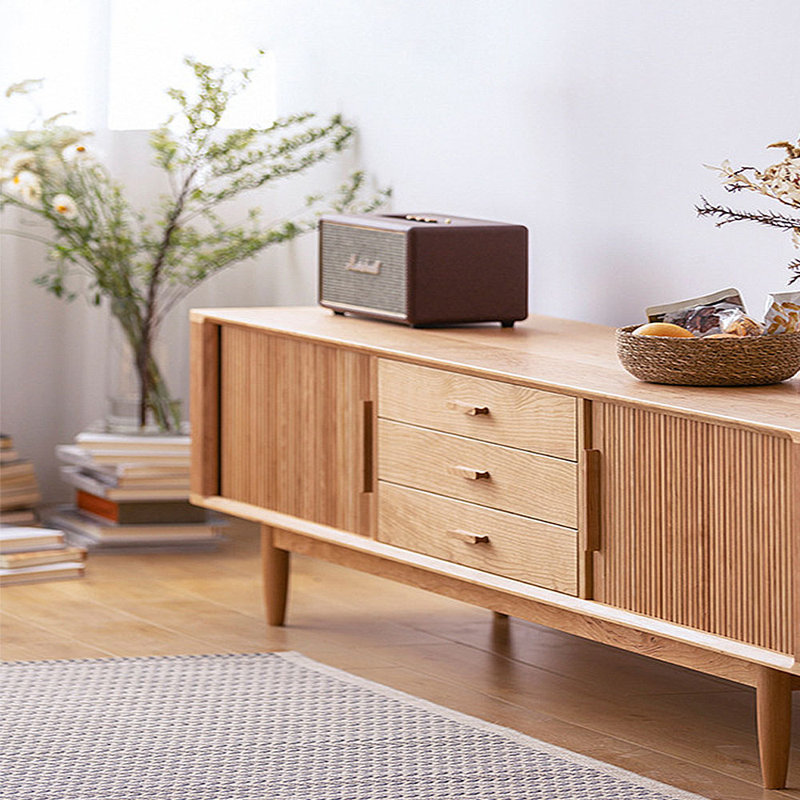 Meuble audio-visuel simple en bois de cerisier