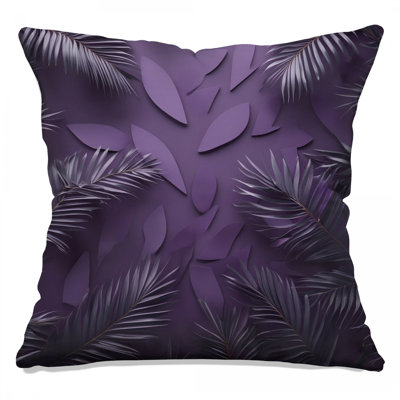 Purple Palm Leaves Double Sided Throw Pillows