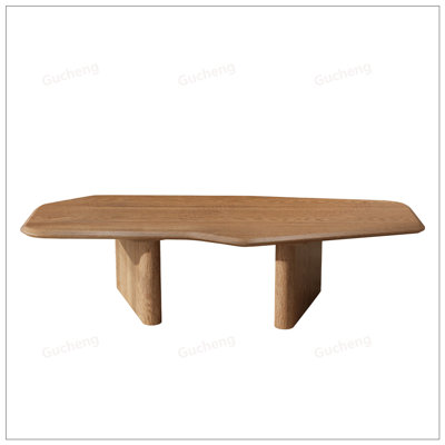47.2 Inches Free Form Rustic Ash Wood Veneer Coffee Table for Small Living Rooms, Enhancing Space and Style