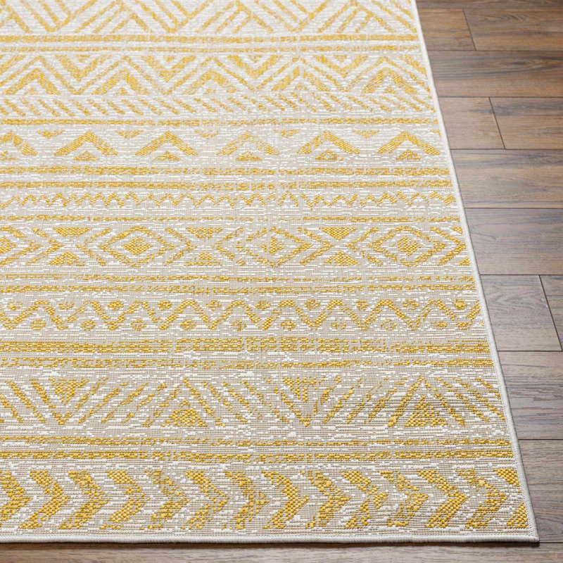 Granby Scout Moroccan Yellow Indoor/Outdoor Area Rug, Round 5'3"