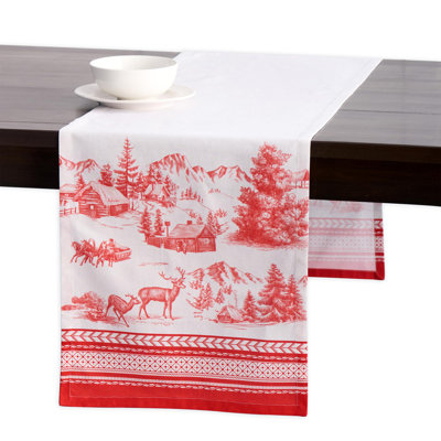 Maison d' Hermine Table runner 100% Cotton Single Layer Table Runners 108 inches long for Thanksgiving Christmas Decorations Home Kitchen Dining Party Wedding (Winter Jouy, 14.5" x 108")