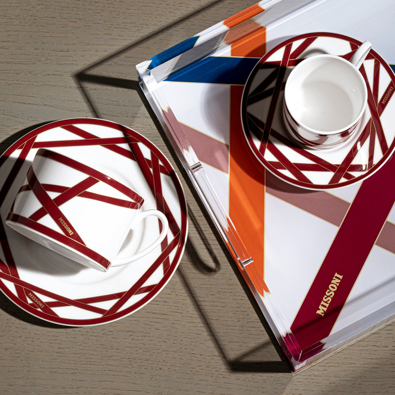 Plat de service rond Missoni Nastri Bordeaux - 32 cm