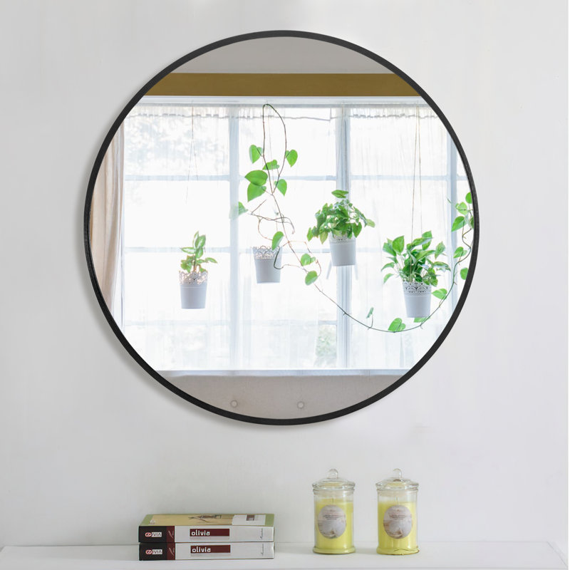 Miroir de salle de bain 23,6 po * 23,6 po, Noir, H 28 po x l 28 po