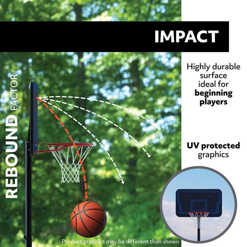 Adjustable 44" Portable Basketball Hoop with UV-Protected Backboard