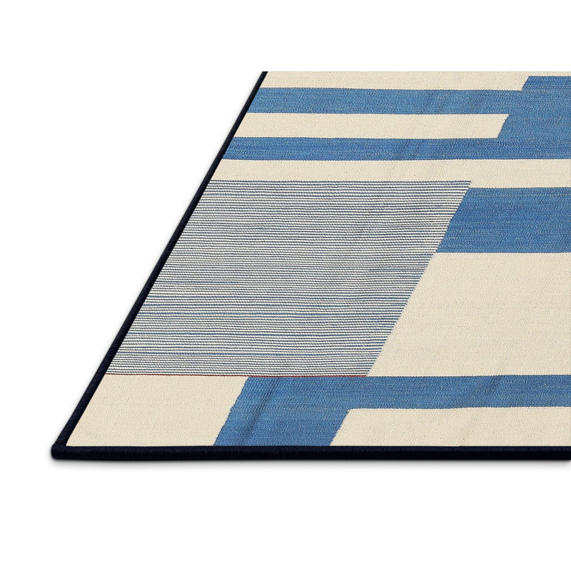 Tapis abstrait bleu / beige, Rectangle 2 pi x 3 pi