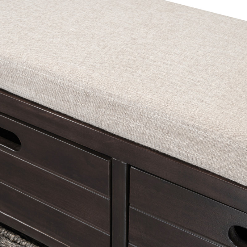 Storage Bench With Removable Basket And 2 Drawers, Assembled Shoe Bench