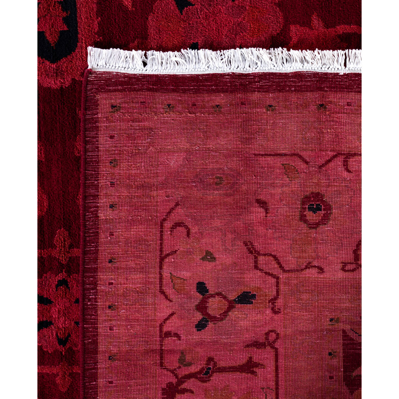 Overdyed Hand-Knotted Wool Modern-Contemporary Red Area Rug 8' 10" x 11' 10"