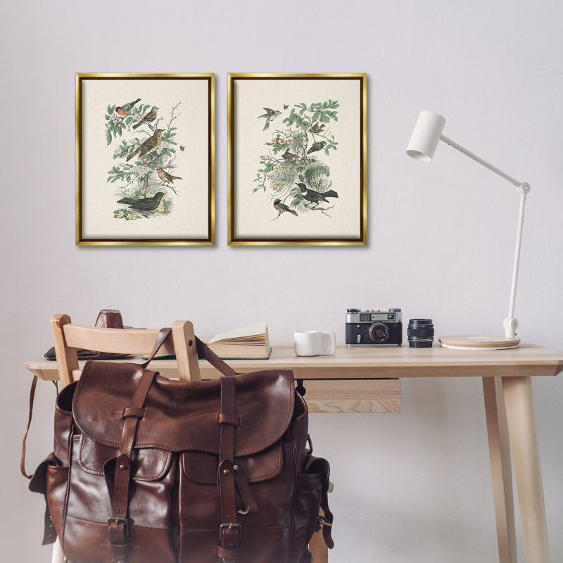 Ensemble de 2 toiles flottantes encadrées Honeybloom Birds in Nature, par Wild Apple Portfolio, H 21 po x l 17 po