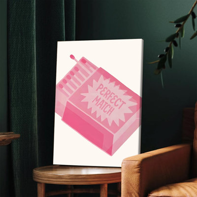 1 affiche murale encadrée, toile minimaliste rose en forme de boîte d'allumettes, décoration moderne pour salon ou chambre, impression esthétique contemporaine, idée cadeau originale