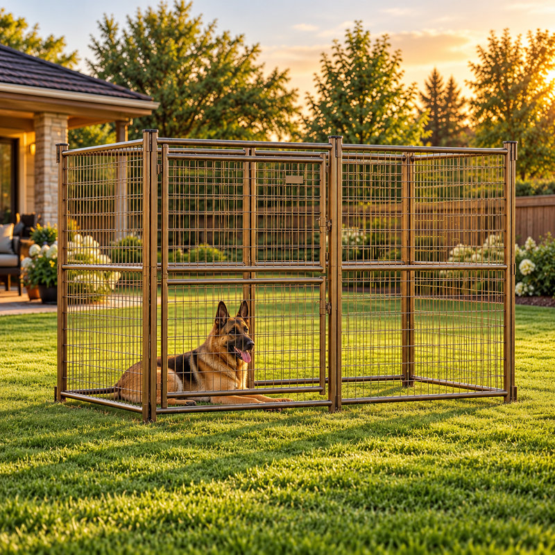 Heavy-Duty 4 ft. x 8 ft. Modular Welded Wire Dog Kennel with Split-Panel Design