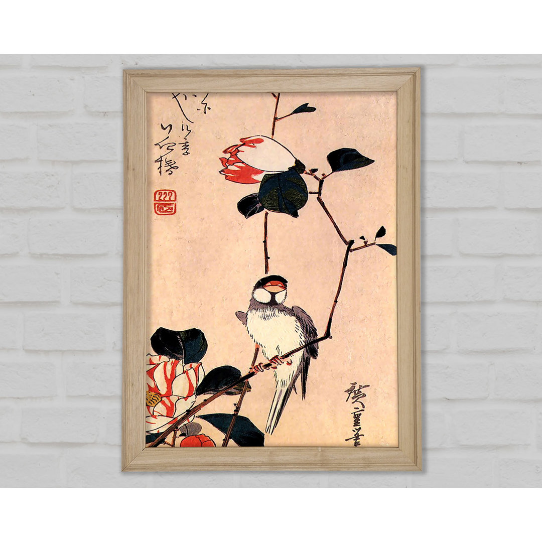 Hiroshige Java Spatz auf einem Magnolienzweig - Einzelner Bilderrahmen Kunstdrucke