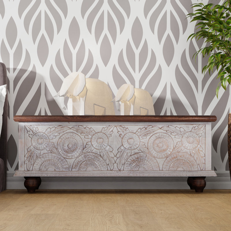 Santini Solid Wood Blanket Chest, Whitewashed