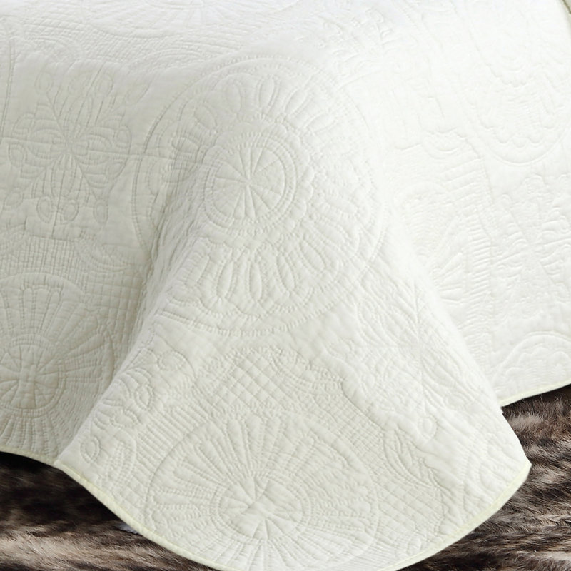 Estate Traditional Cotton Floral Quilt, Twin Quilt + 1 Twin Sham, Misty Rose