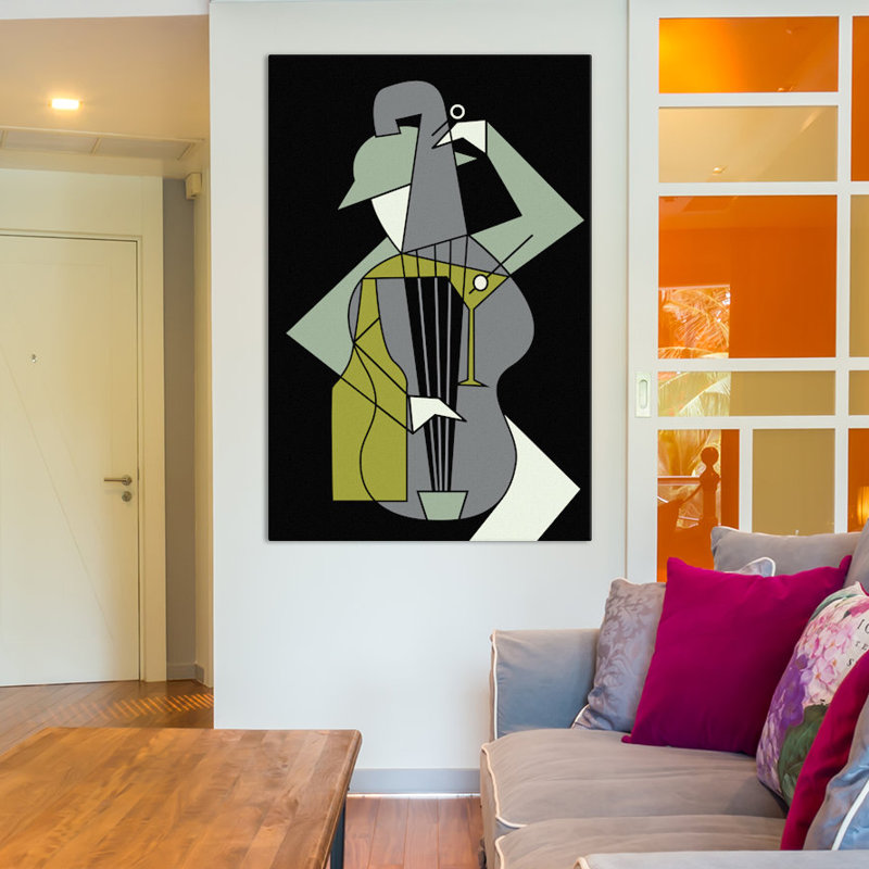 Musique et alcool par Flatowl - impression sur toile tendue, H 18 po x l 12 po x P 1,5 po, Pas de tapis, Toile tendue