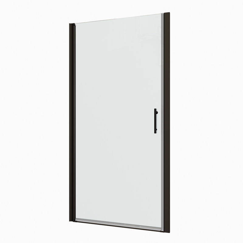 1/4" Tempered Clear Glass Pivot Shower Door - Matte Black For Bath 36000 Times Open And Close Test Bathroom, Matte Black