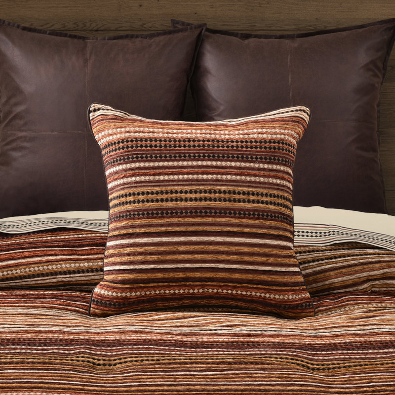Coussin décoratif Sundance, Carré 20 po, Rayures brunes