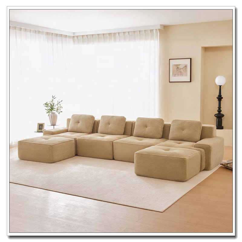 Canapé modulaire en tissu Corduroy, Chameau