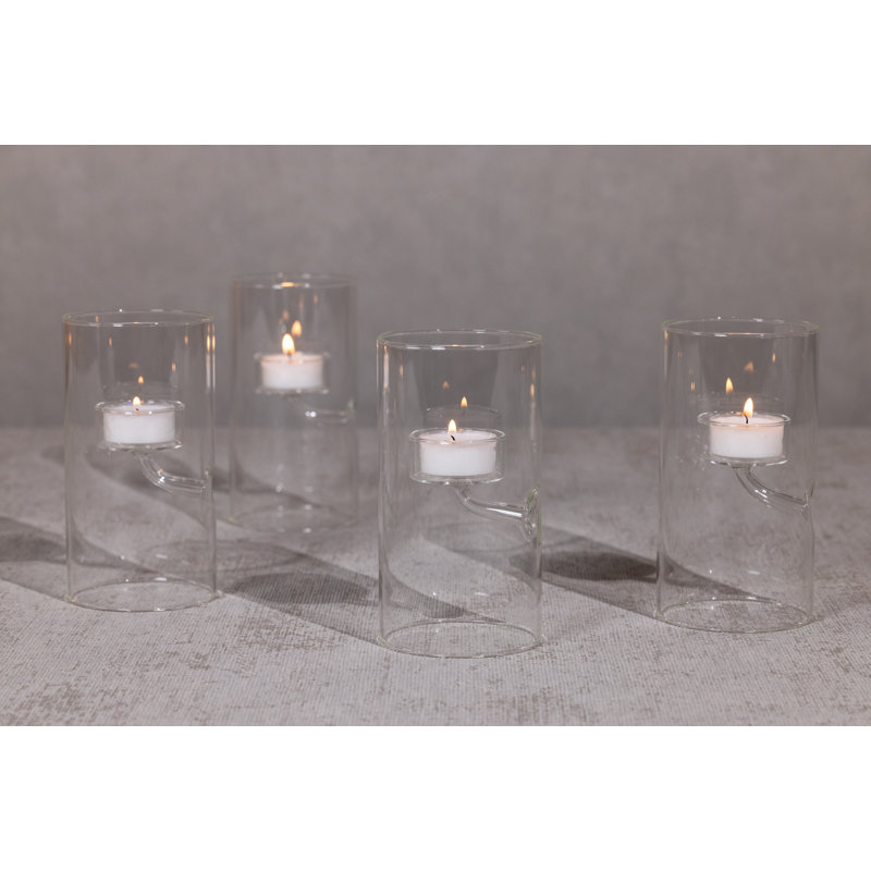 Kelly Glass Tabletop Tealight Holder, 6" H x 3.25" W x 3.25" D