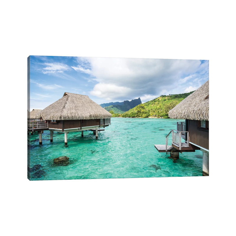 Overwater Villas On Moorea, French Polynesia by Jan Becke - Wrapped Canvas Print, 66.04 cm H x 45.72 cm W