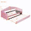 Lits multifonctionnels en velours rose avec chargement et rangement USB
