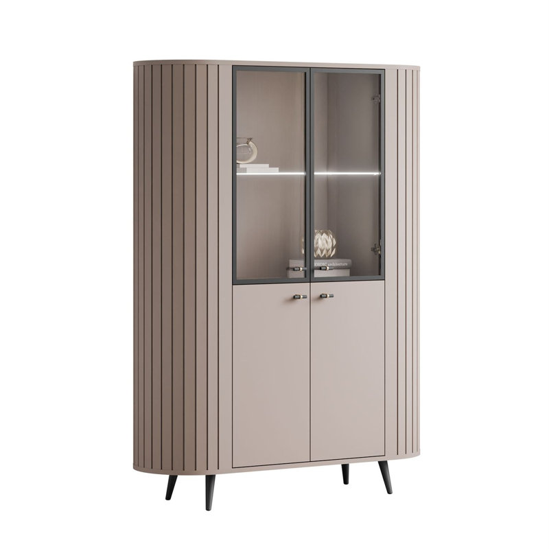 Elodie II China Cabinet with Lighting, Cashmire/Black