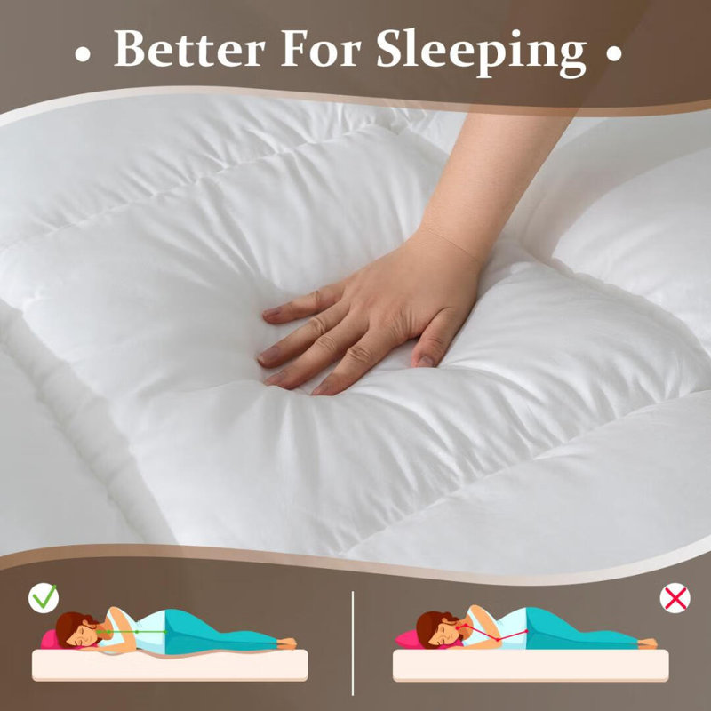 Kilsey 4'' Non-slip Mattress Topper Fluffy Soft Breathable, with Alternative Filling, Queen
