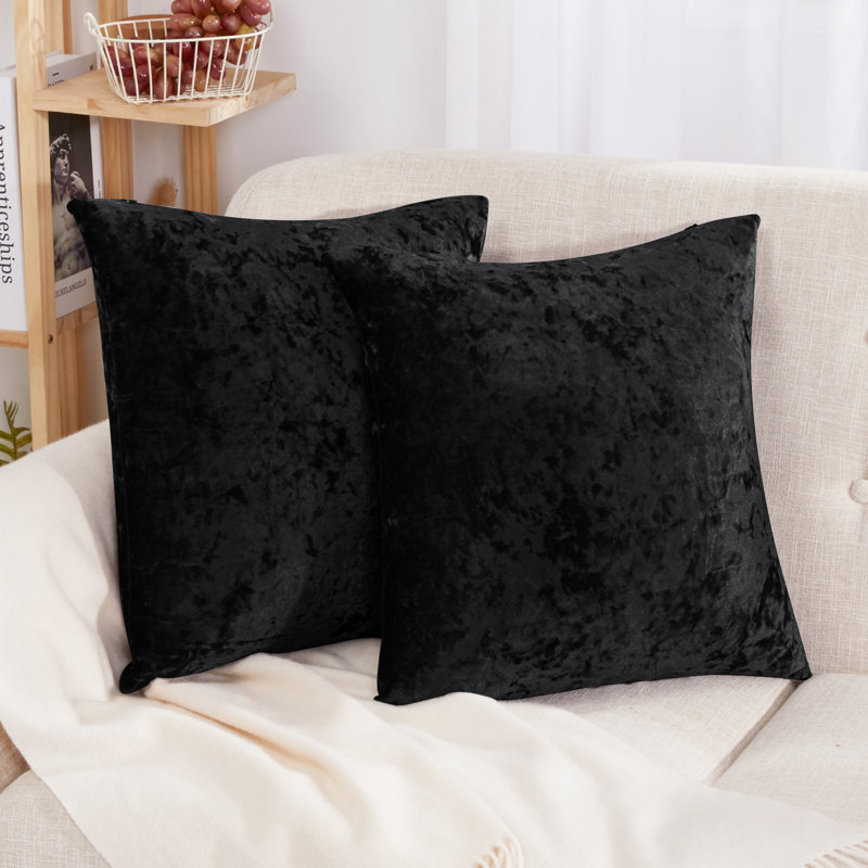 Black Polyester Euro Reversible Pillow Cover 16" x 16"