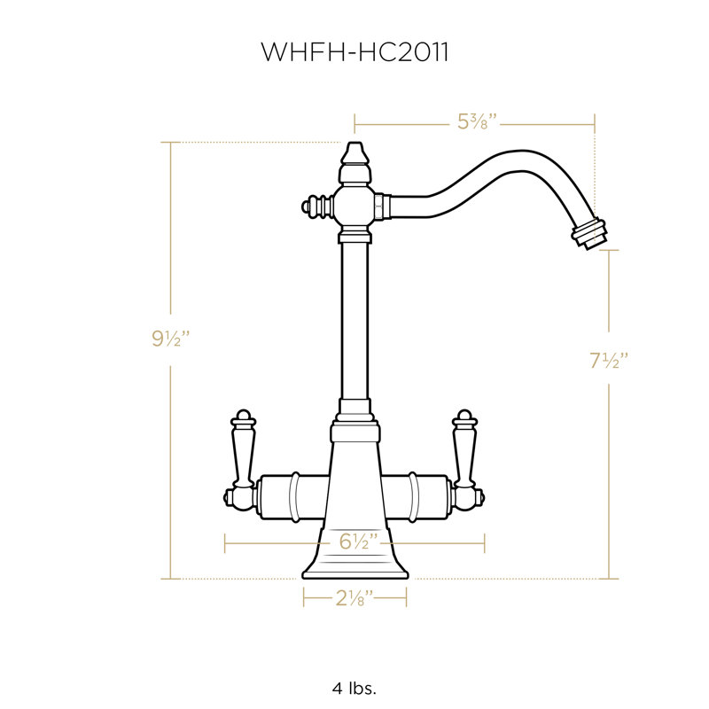 Robinet d'eau chaude / froide instantané avec bec pivotant traditionnel Whitehaus, Nickel poli