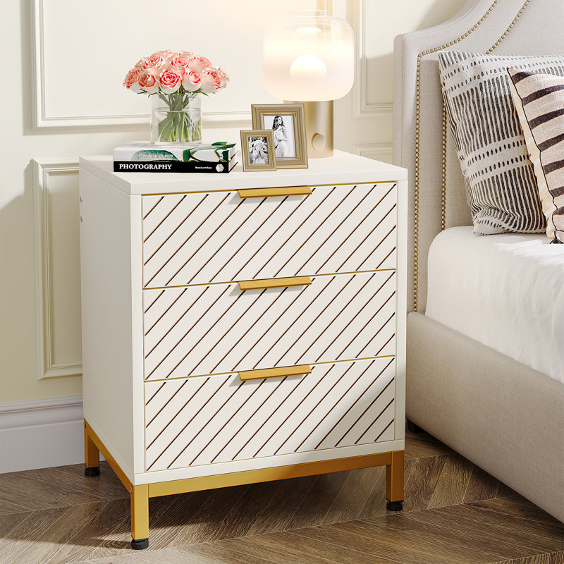 Seaward Metal Nightstand, Black/Brown, Individual